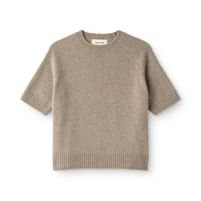 cashmere short sleeve knit - beige melange