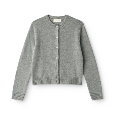 cashmere o-neck cardigan - grey melange 