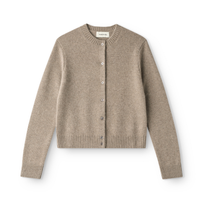 cashmere o-neck cardigan - beige melange