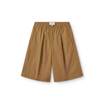 shorts with pleat poplin - camel
