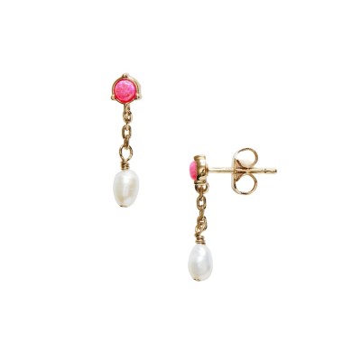 pearly stud earring - pink opal
