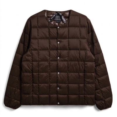 taion unisex crew neck button down jacket - d. choco