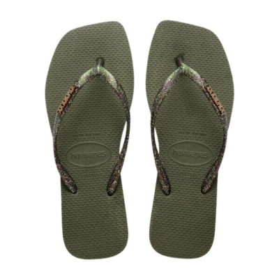 slim square logo metallic - green