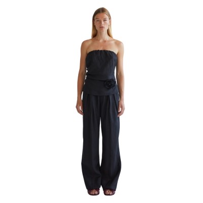 ola pants crashed linen - black