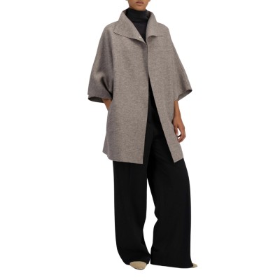 women kimono mantle pressed wool - natural casha