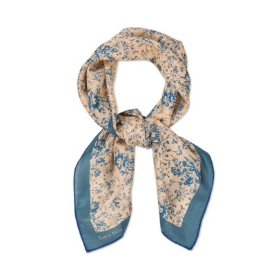 light blue flower toile scarf - blue