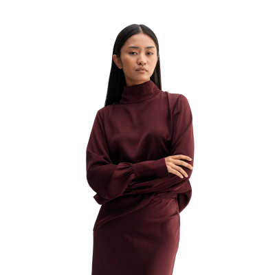 luna silk blouse - burgundy