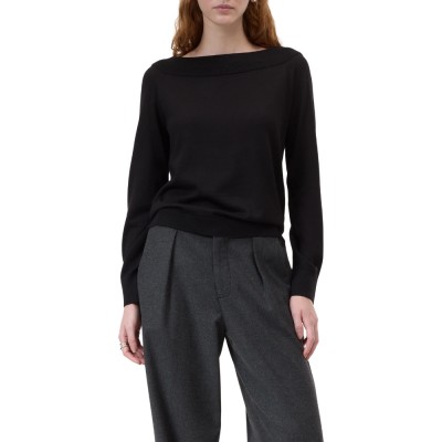 closed wide neck long sleeve - black
