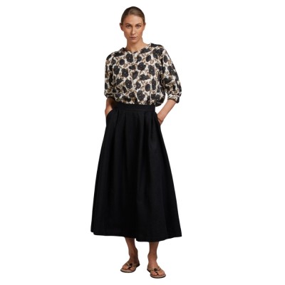 lorena skirt linen - black