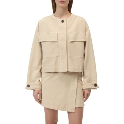 closed cropped utility jacket - camel beige
