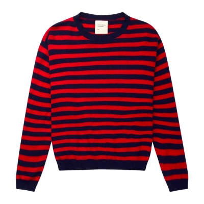 womens roundneck - navy/bright red