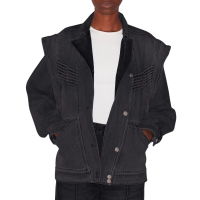harmon jacket - faded black - model front