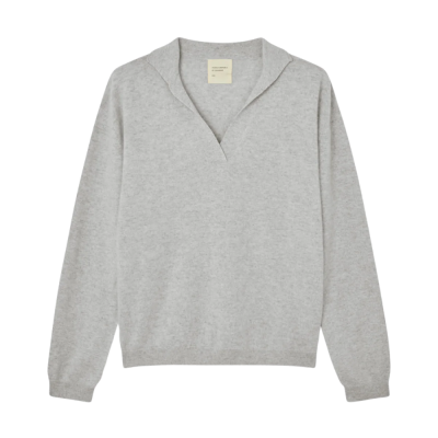 women's oversize collar v-neck - ash grey
