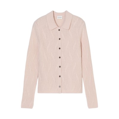 closed cardigan with collar - pale pink