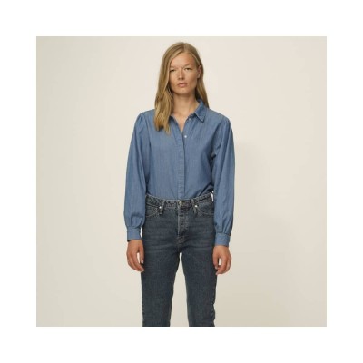 hepburn 70's skjorte - denim blue hepburn 70's skjorte - denim blue