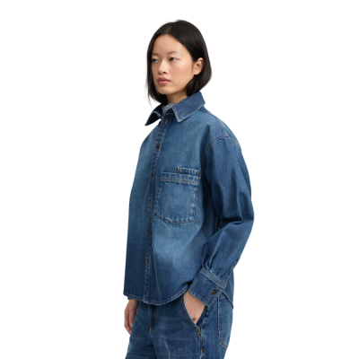 aiayu casy shirt denim - worn blue - fra siden 