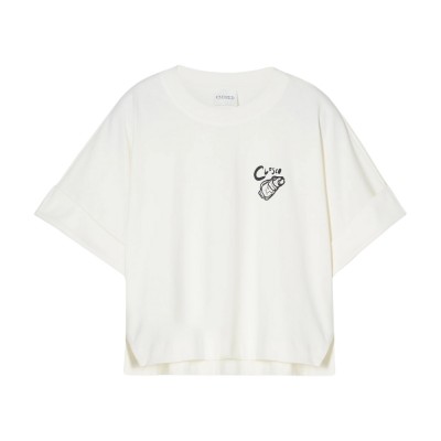 closed cropped t-shirt - ivory
