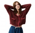 women's cardigan bymi - burgundy black melange