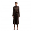 hana satin silk skirt - dark brown