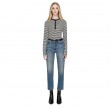 anine bing alessia long sleeve tee - cream and black stripe