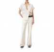 closed sleeveless linen shirt - ivory