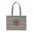 anine bing lara tote - black and natural stripe