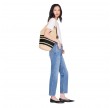 anine bing leah stripes hobo raffia - black and natural stripe