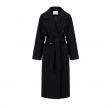 women belted clutch coat pressed wool - black
