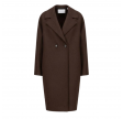 women dropped shoulder d.b. coat pressed wool - dark brown