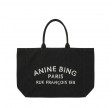 anine bing leo canvas tote - black