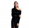 aks label delphine merino top - black