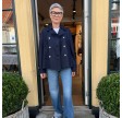 women cropped french light pressed wool - navy blue