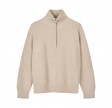 premium rib zip turtleneck - sand