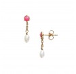 pearly stud earring - pink opal