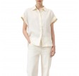 closed sleeveless linen shirt - ivory