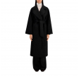 women belted clutch coat pressed wool - black