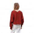 east strik cardigan - wine lees melange 