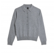 aks label elida cashmere polo - m grey melange 