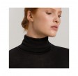 woolen silk turtle-neck shirt - black
