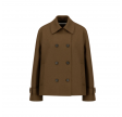 women oversize short trench pressed wool - teddy brown