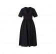 v neck dress with puff sleeves - black