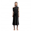 hana satin silk skirt - black 