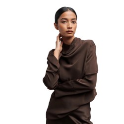 ayumi silk blouse - dark brown