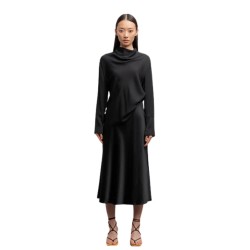 hana satin silk skirt - black 